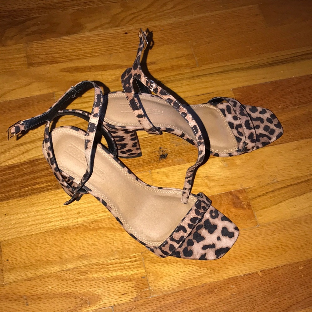 Strappy leopard heels